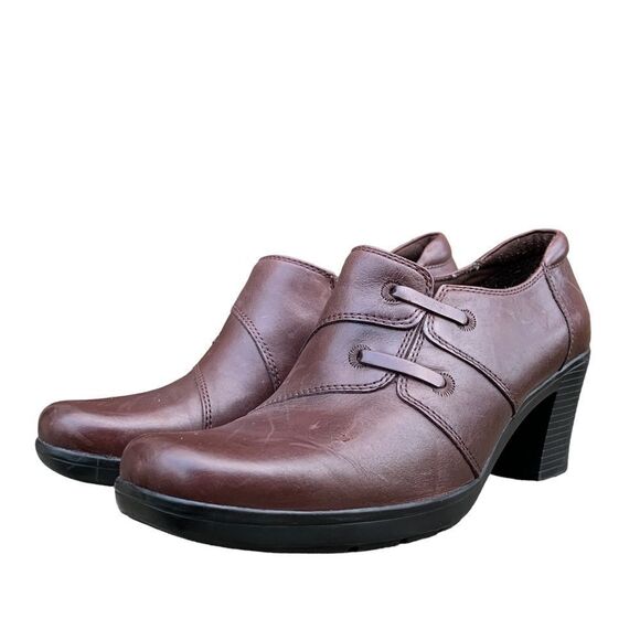 Clarks Bendables Brown Leather Slip on Shoes Women’s size 9 - Picture 2 of 9